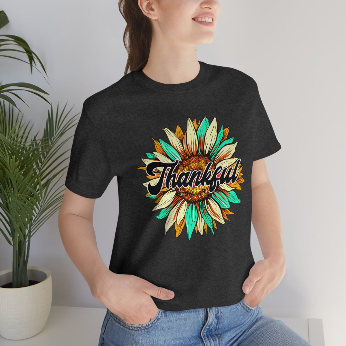 Thankful Western Sunflower Unisex Jersey Short Sleeve Tee S-3XL