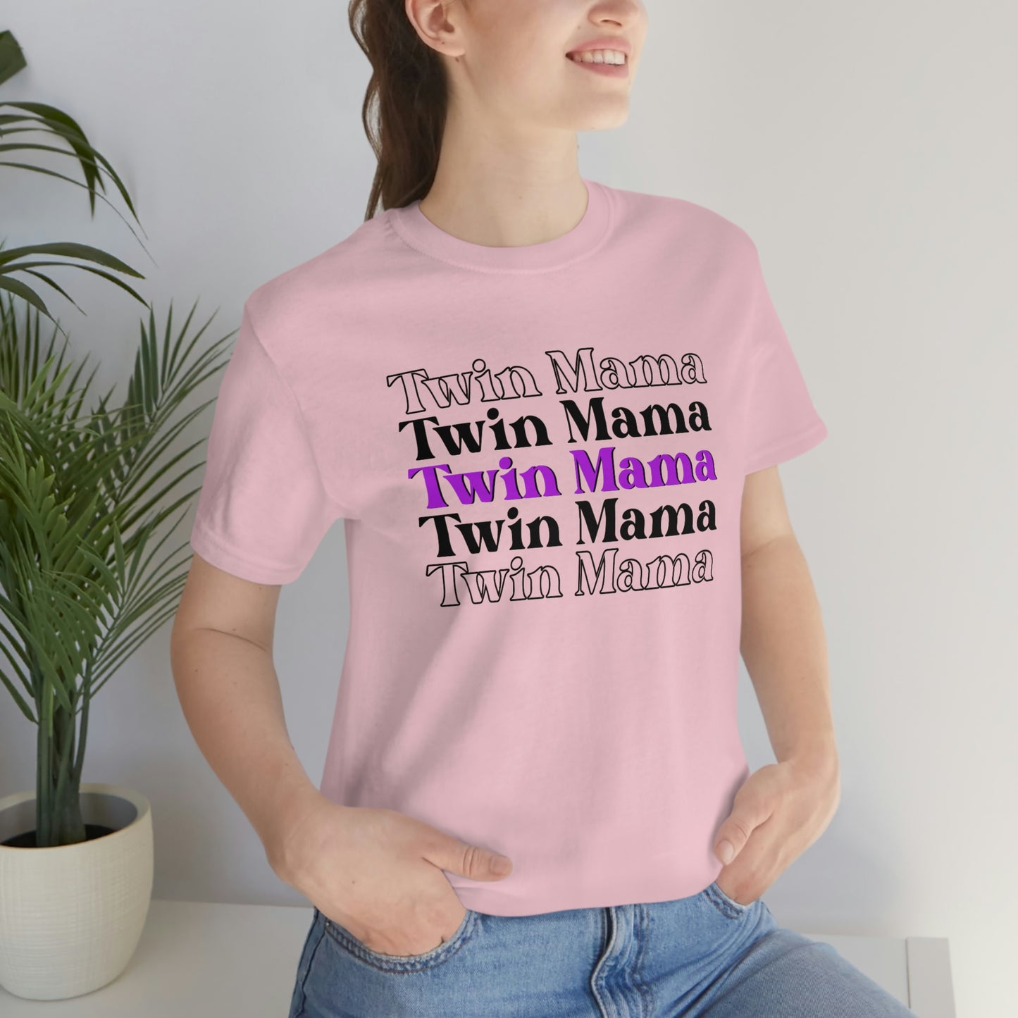 Twin Mama Purple Retro Style Unisex Jersey Short Sleeve Tee Small-3XL