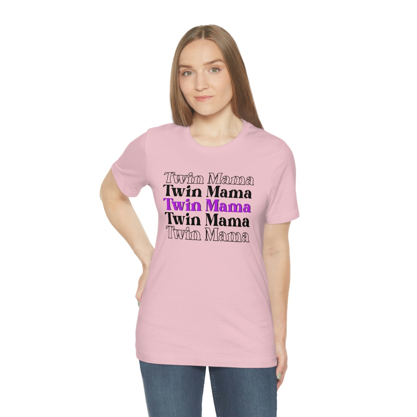 Twin Mama Purple Retro Style Unisex Jersey Short Sleeve Tee Small-3XL