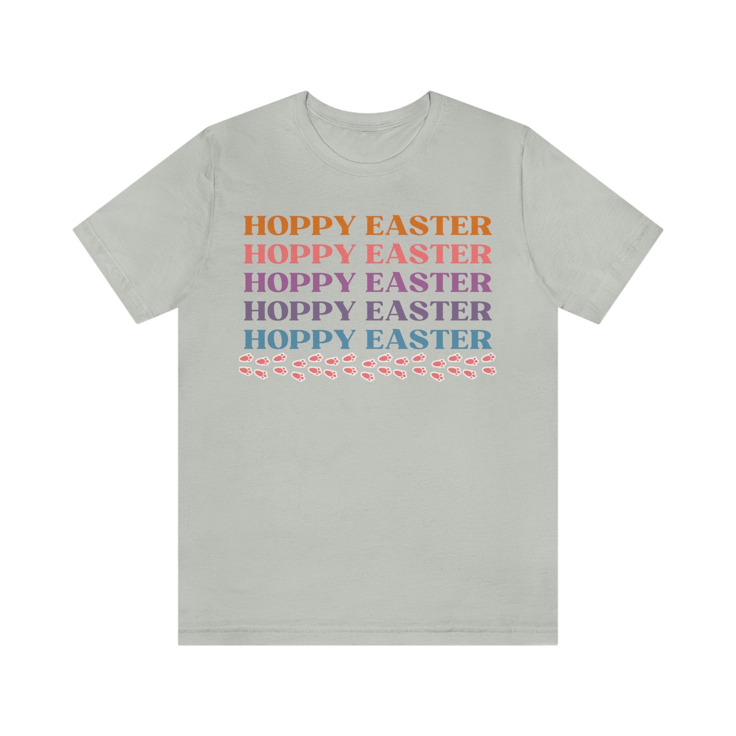 Hoppy Easter Bunny Rabbit Tracks Paw Prints Unisex Jersey Short Sleeve Tee Small-3XL Happy Easter