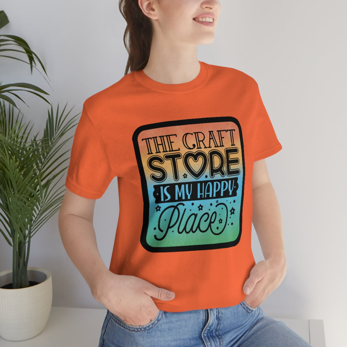 The Craft Store is My Happy Place Ombre Unisex Jersey Short Sleeve Tee S-3xl