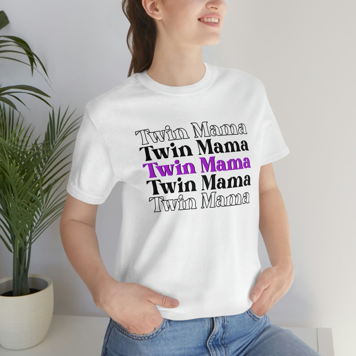 Twin Mama Purple Retro Style Unisex Jersey Short Sleeve Tee Small-3XL