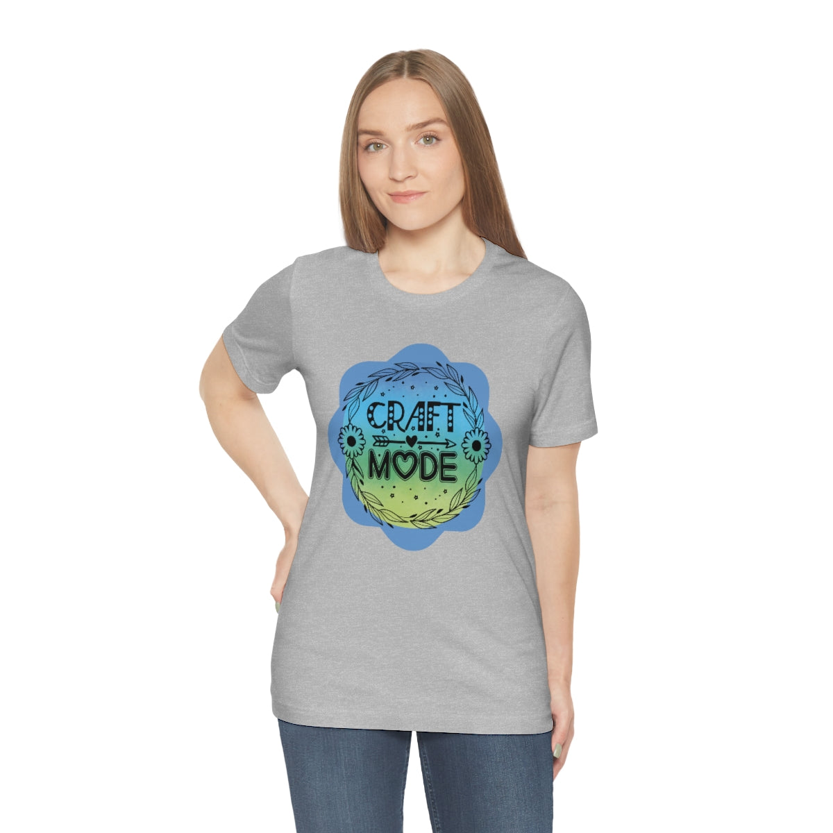 Craft Mode Blue Doodle Flower Unisex Jersey Short Sleeve Tee S-3XL