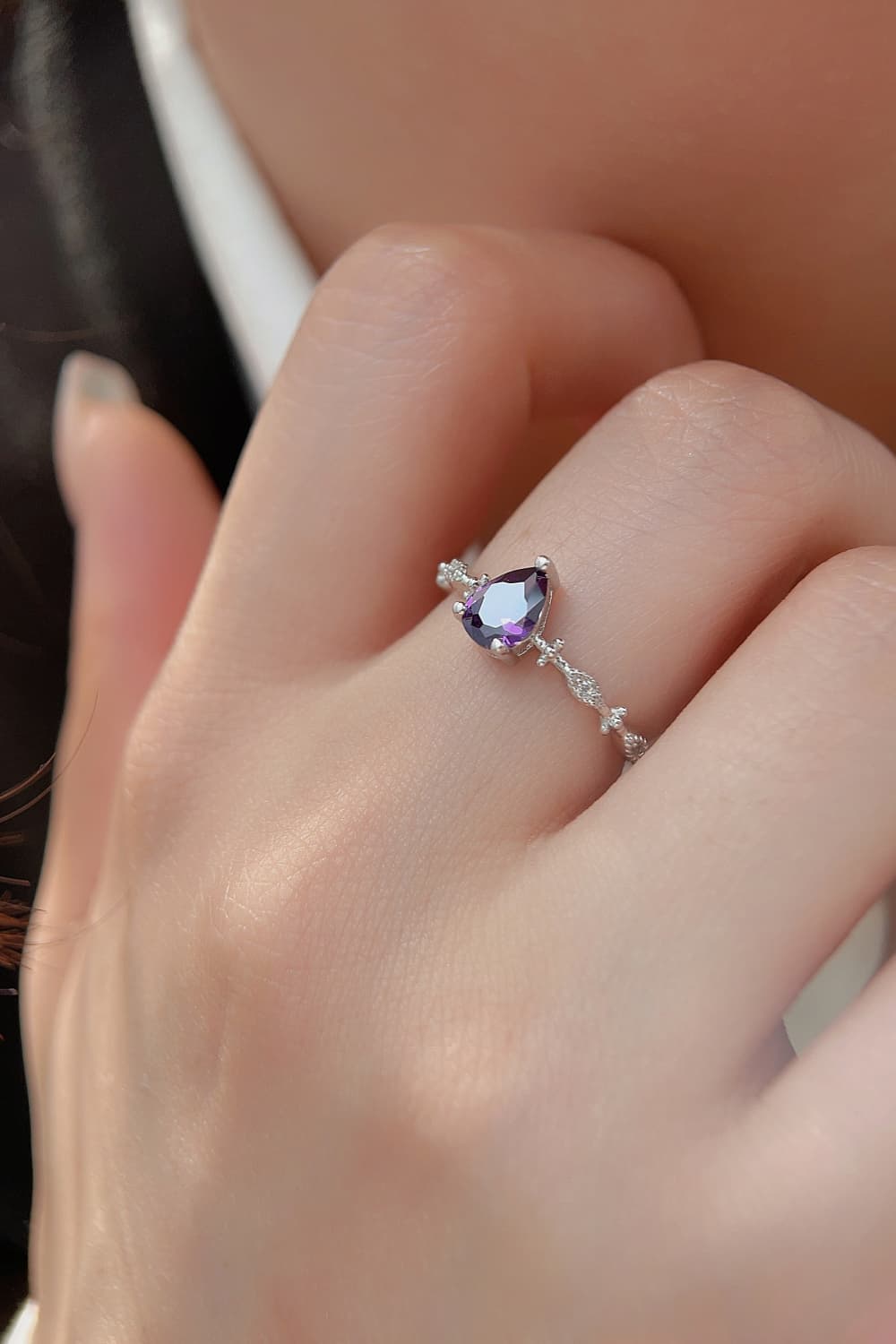 Amethyst Teardrop 925 Sterling Silver Ring