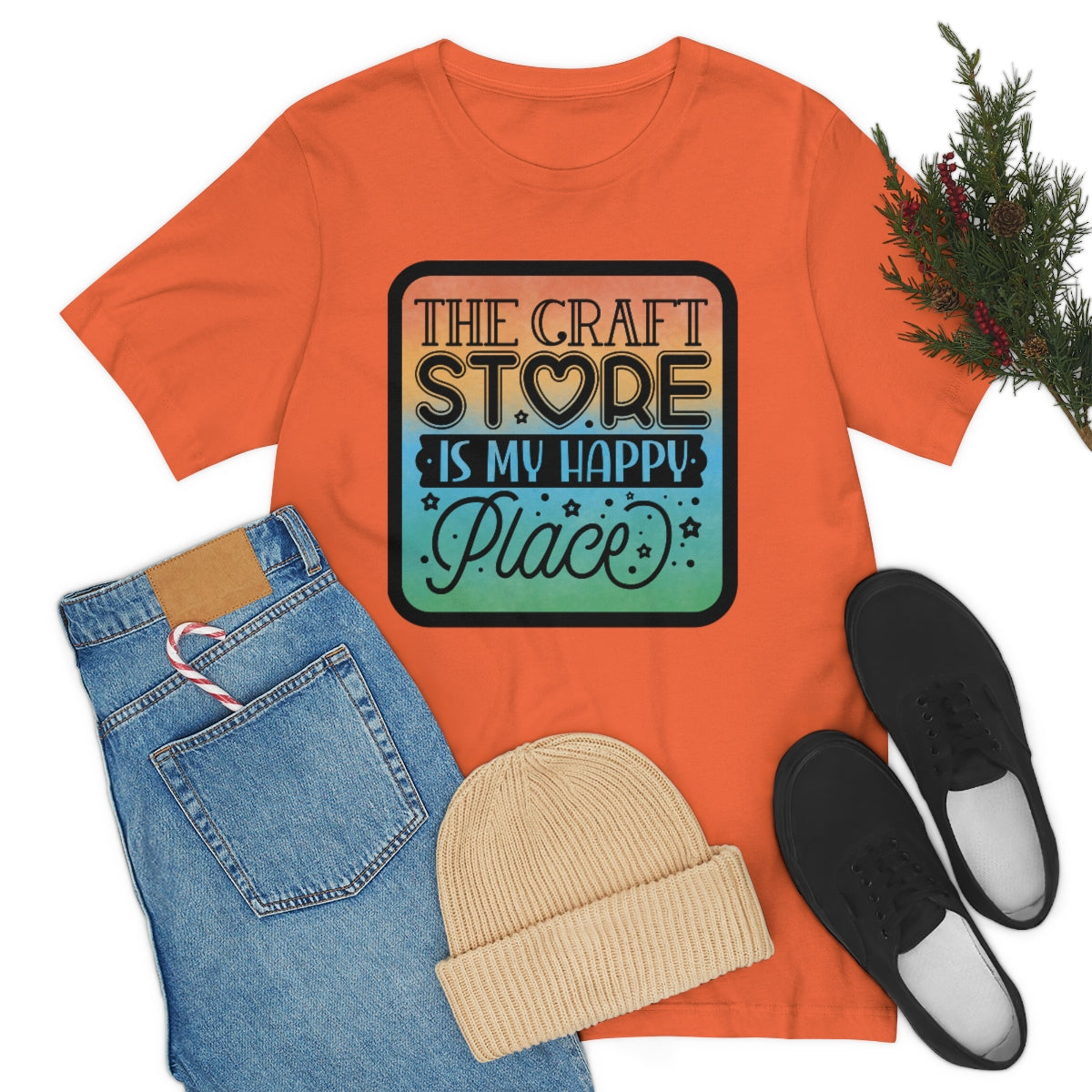 The Craft Store is My Happy Place Ombre Unisex Jersey Short Sleeve Tee S-3xl