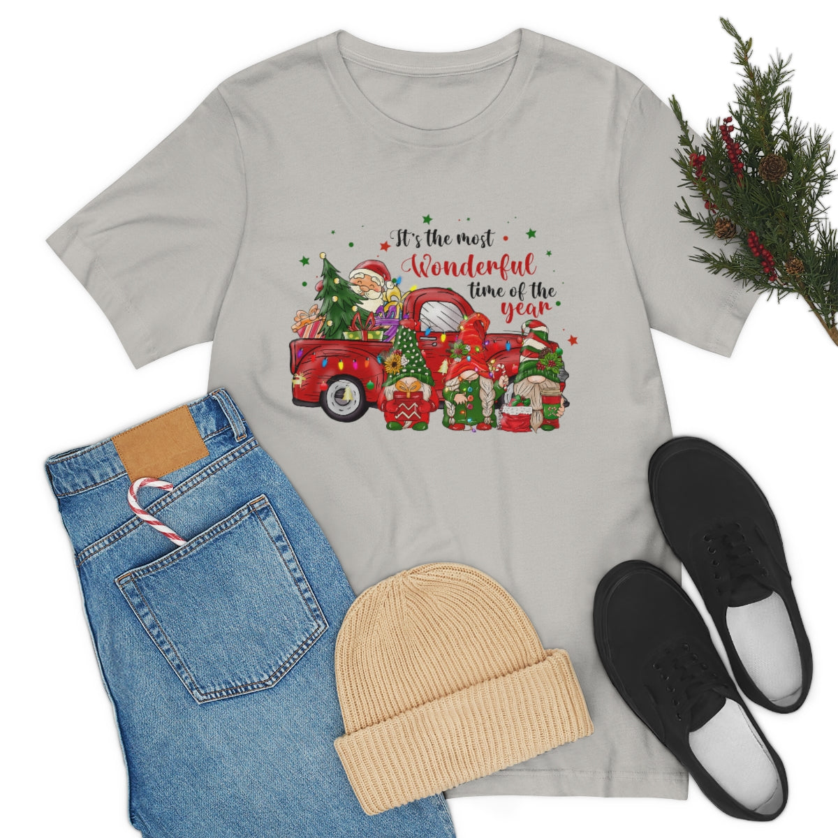 It's the Most Wonderful Time of the Year Santa Gnome Unisex Jersey Short Sleeve Tee S-3XL