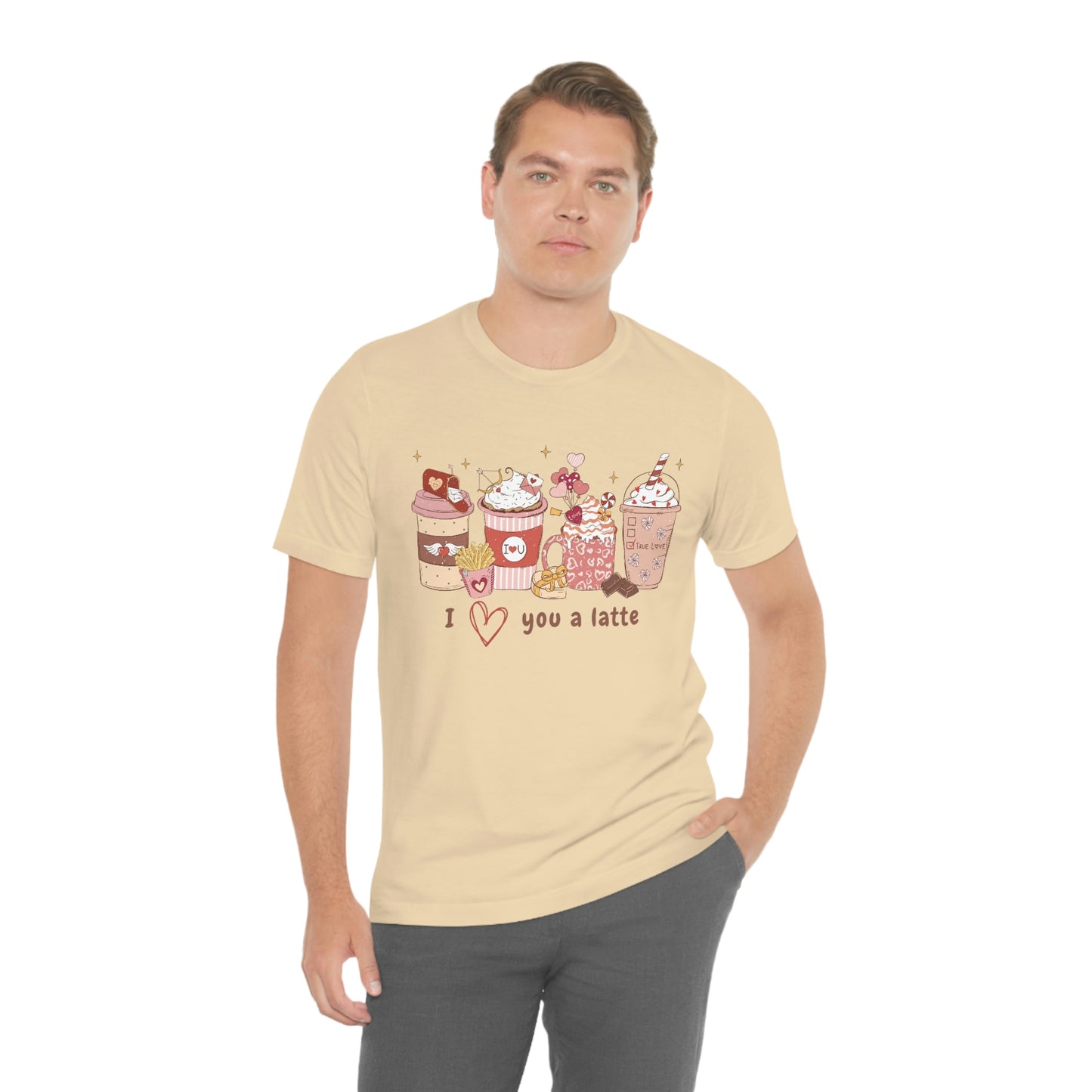 I (heart) Love You a Latte Be Mine Valentine Jersey Short Sleeve Tee Small-3XL