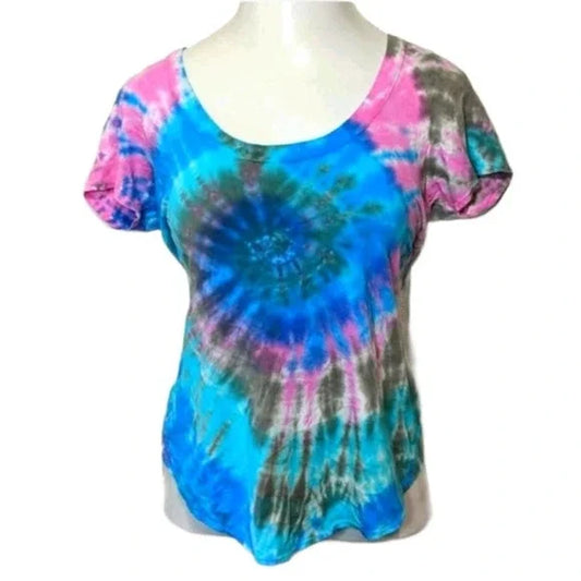 CHASER Pink Blue Tie-dye Open Back Lattice Small