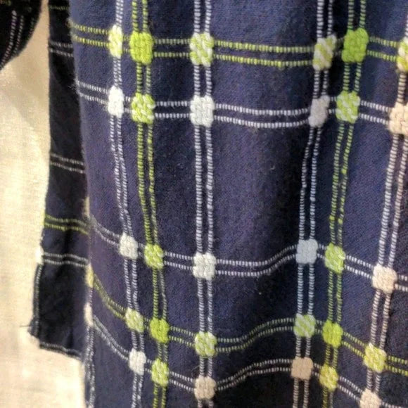 CHRISTOPHER & BANKS Navy Plaid Button Up Top Petite Med