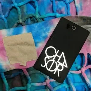 CHASER Pink Blue Tie-dye Open Back Lattice Small