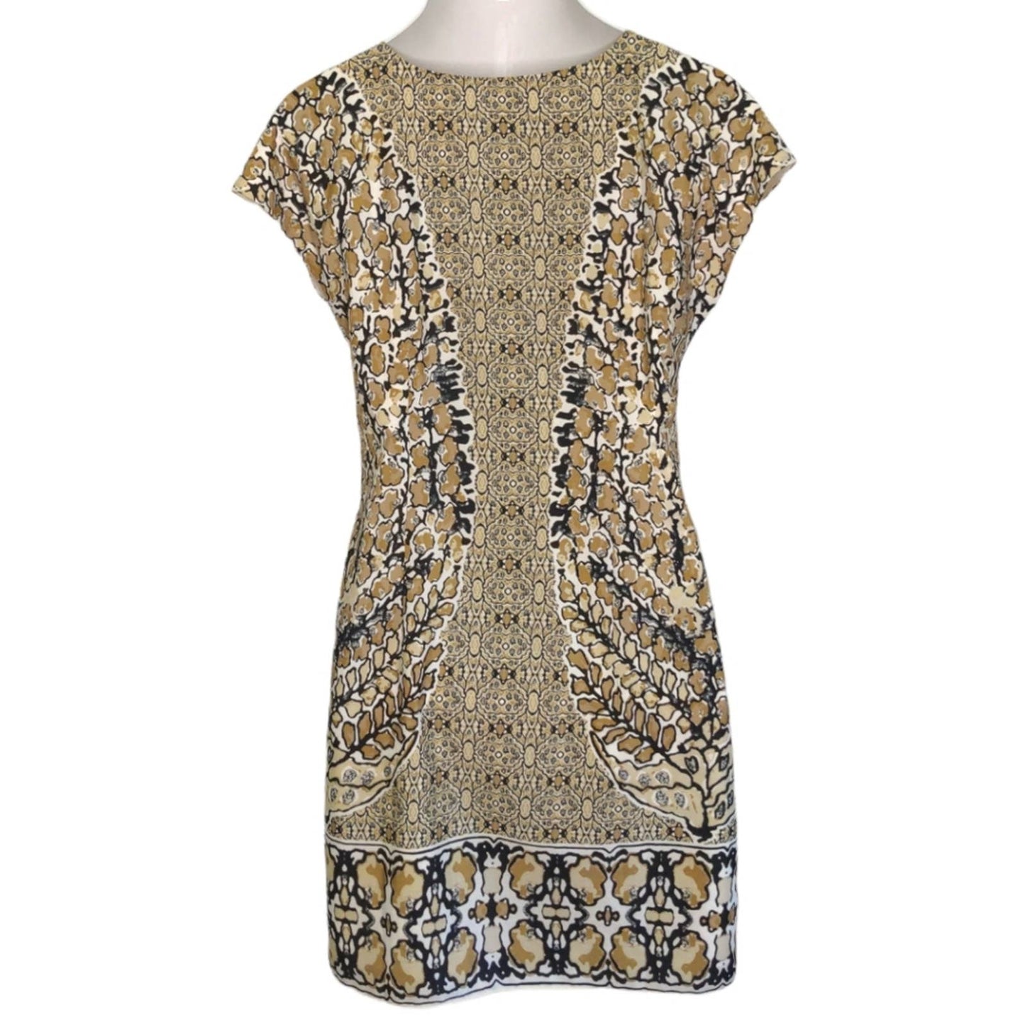 ISAAC MIZRAHI LIVE Tan Black Animal Print Lined Dress 6