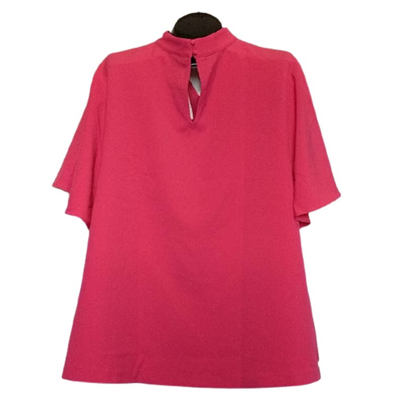 LANE BRYANT Hot Pink Flutter Sleeve Choker Stretchy Top 28