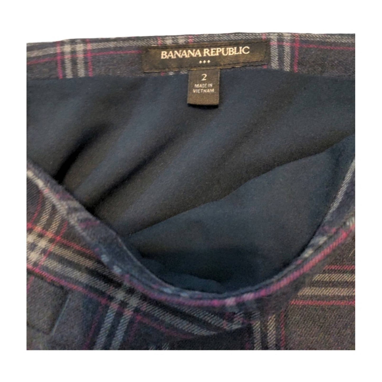 Preppy Banana Republic Gray Red Plaid Mini Skirt Size 2