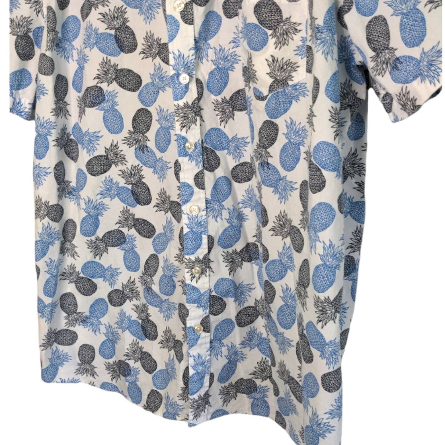 SONOMA Blue Black Pineapple Hawaiian Style Short Sleeve Button Down Shirt XXL