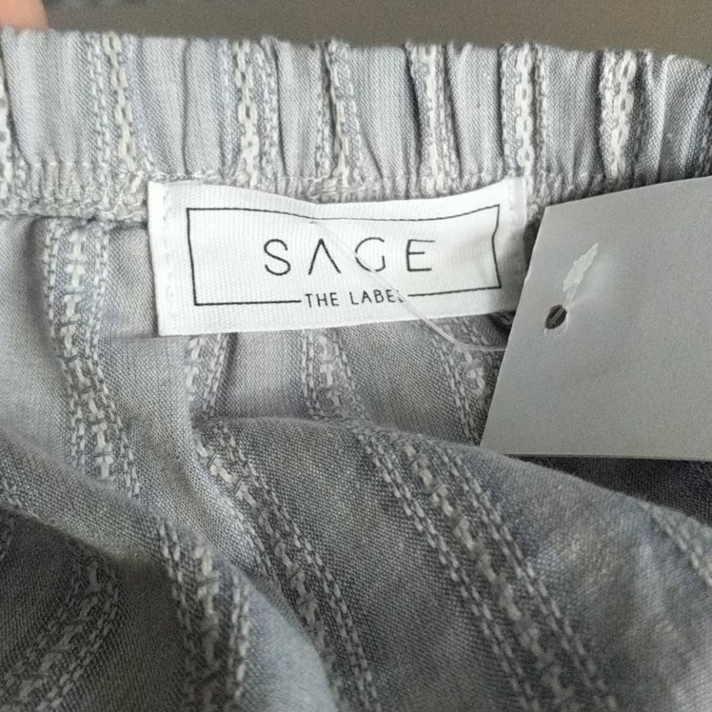 SAGE THE LABEL Blue Striped Off Shoulder Top XS