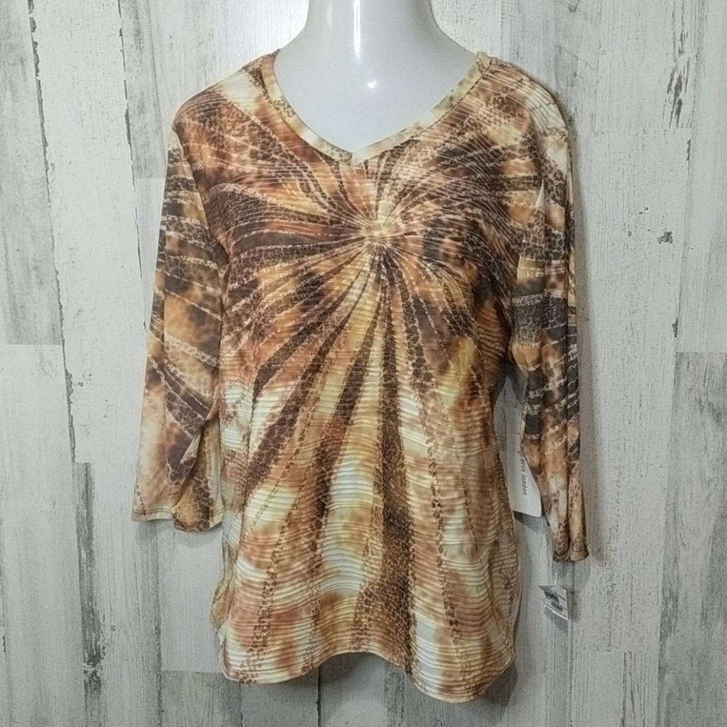 ERIN LONDON NEW Orange Sunburst Textured Top 3X