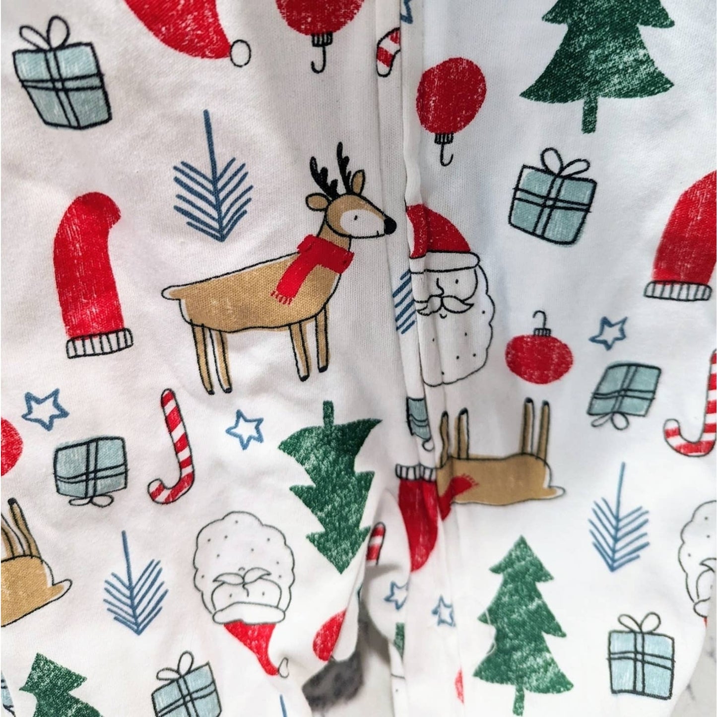 CARTER'S Christmas Footed Pajamas with Reindeer Santa Trees Presents 9 Month