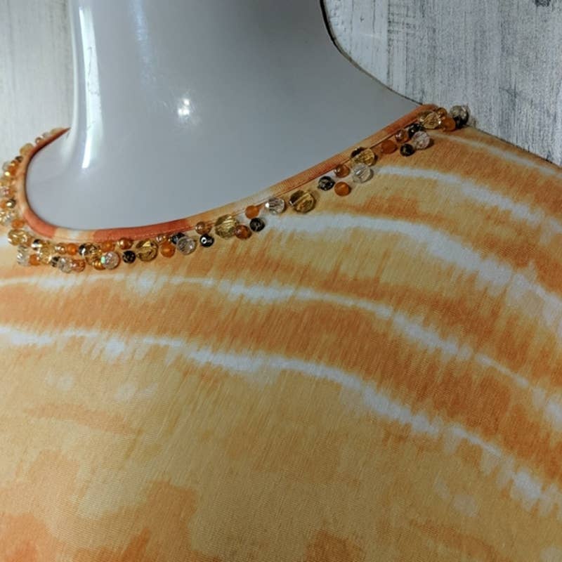 RUBY RD Orange Tie Dye Beaded Knit Dolman Top 1X
