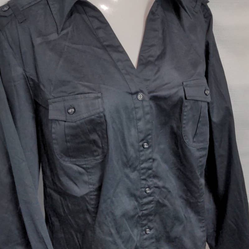 LANE BRYANT Black Button Up Career Top Plus 24 NEW