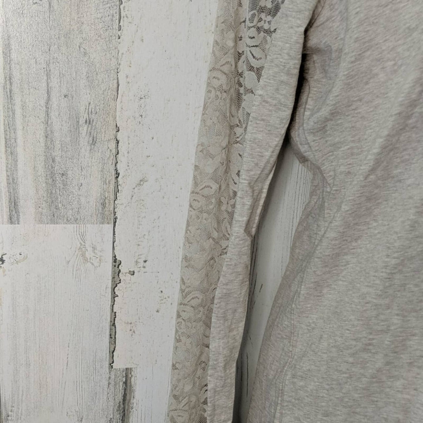 AMBIANCE Tan Heathered Top Lace Shoulders 2X NEW