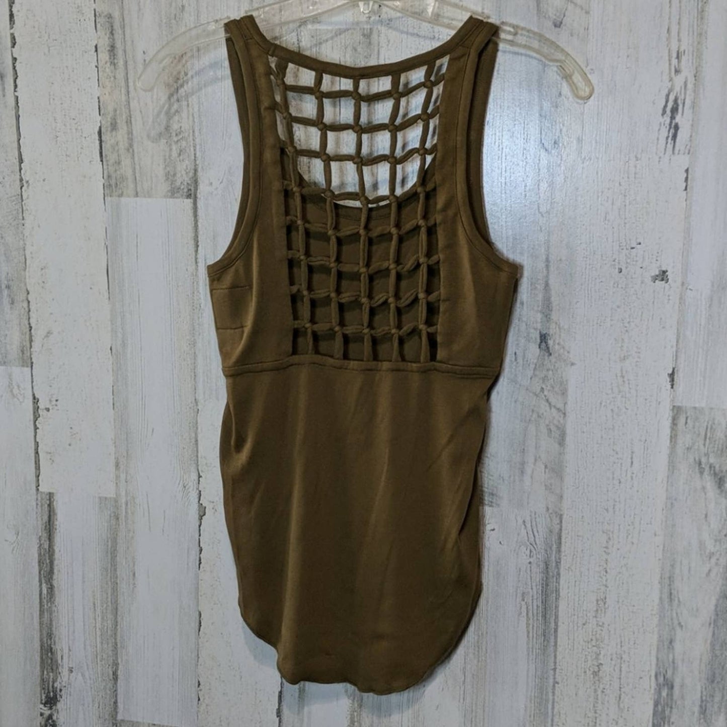 CHASER Olive Green Lattice Open Back Tank Medium