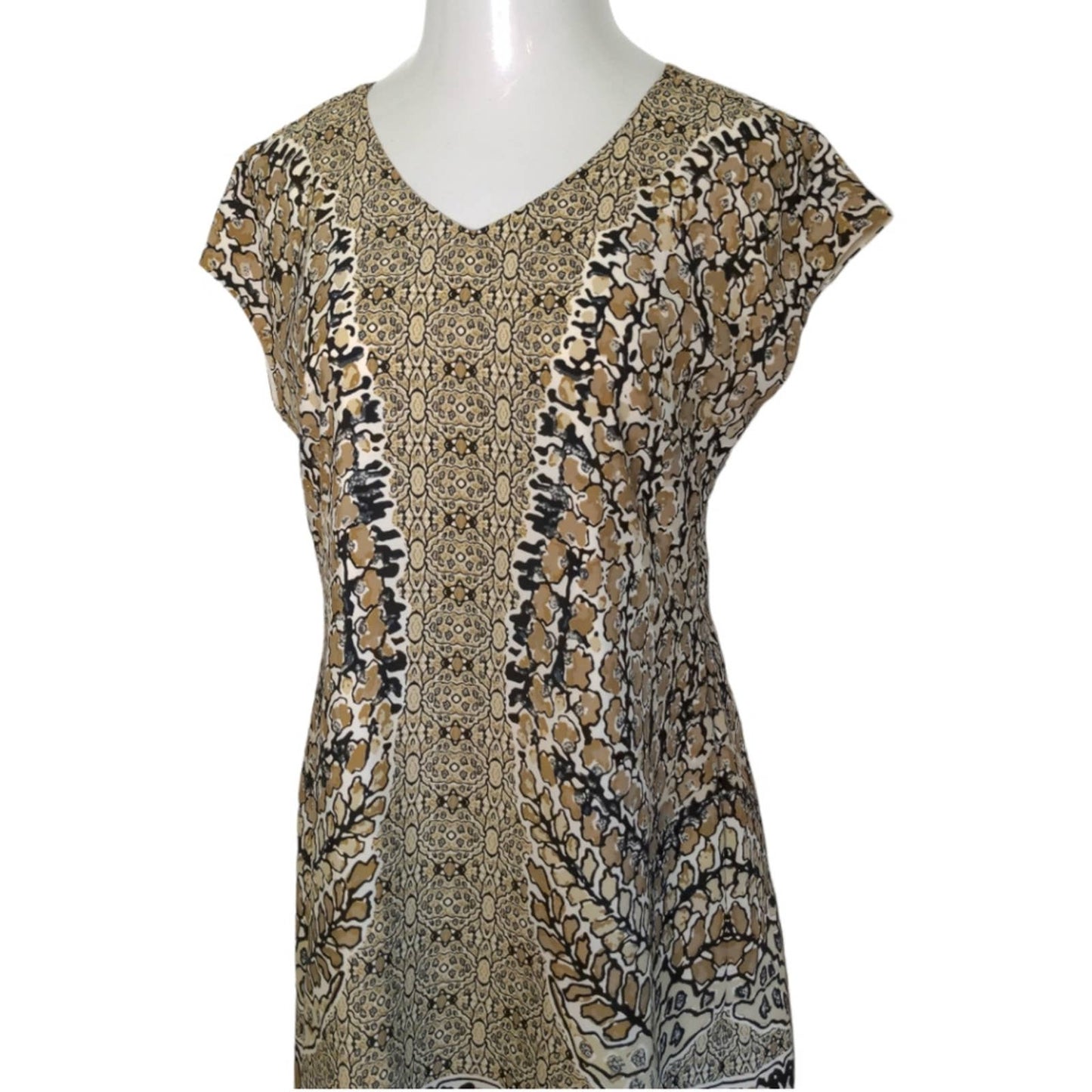 ISAAC MIZRAHI LIVE Tan Black Animal Print Lined Dress 6