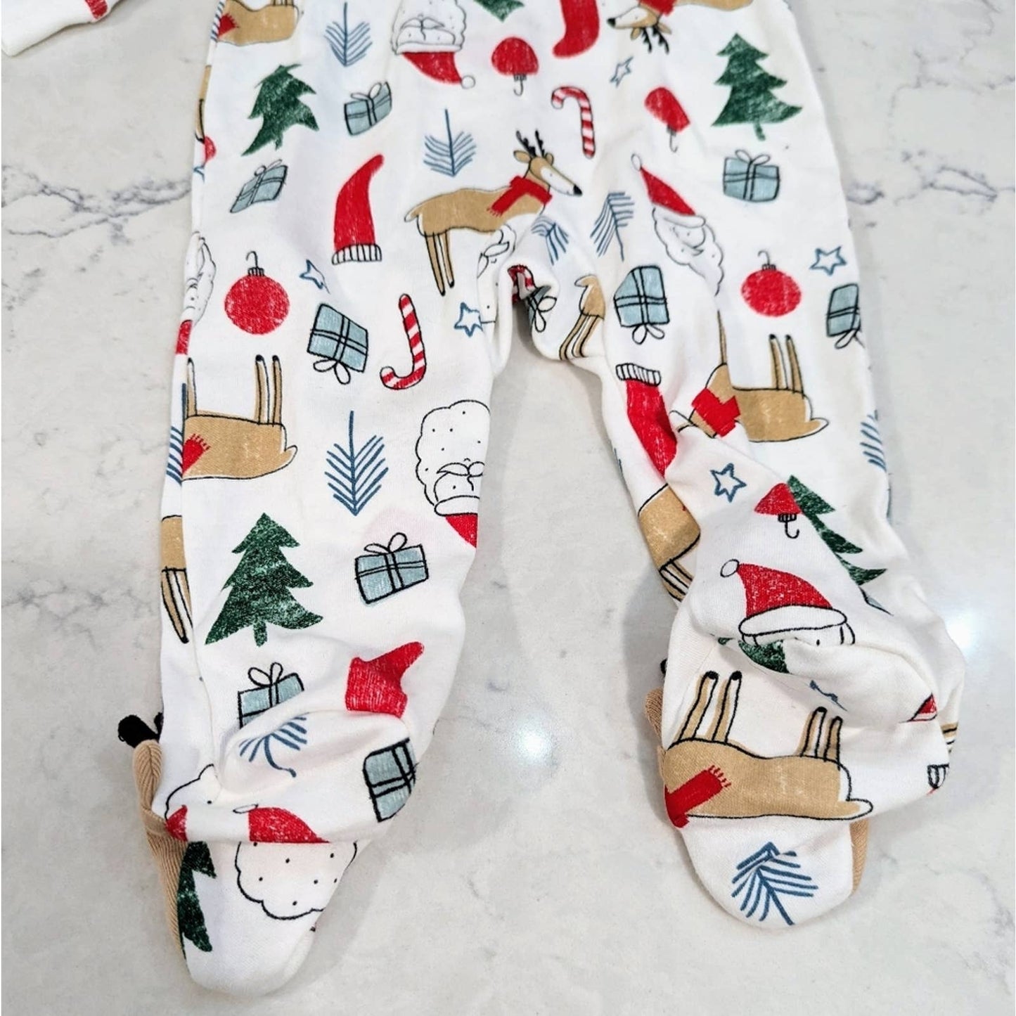 CARTER'S Christmas Footed Pajamas with Reindeer Santa Trees Presents 9 Month