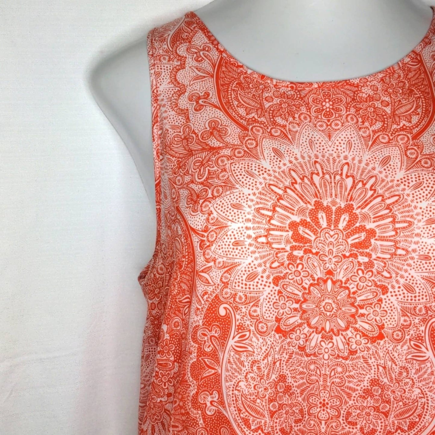 ALYA Orange Boho Eyelet Tank Cutout Bottom Edge Large