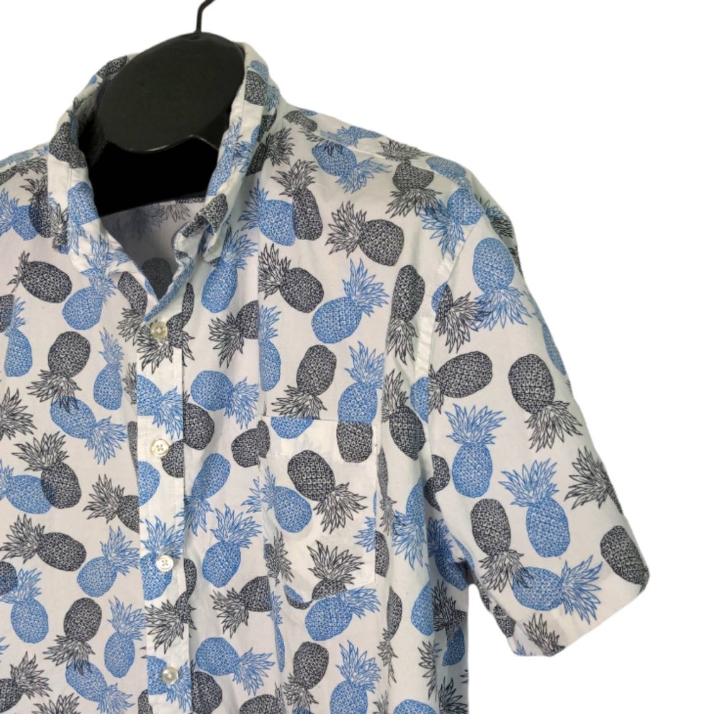 SONOMA Blue Black Pineapple Hawaiian Style Short Sleeve Button Down Shirt XXL