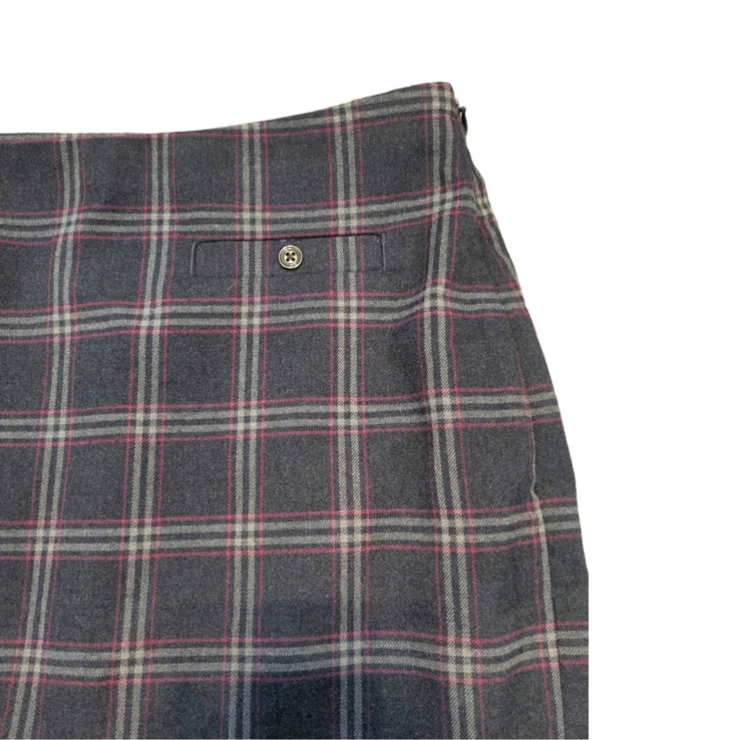 Preppy Banana Republic Gray Red Plaid Mini Skirt Size 2