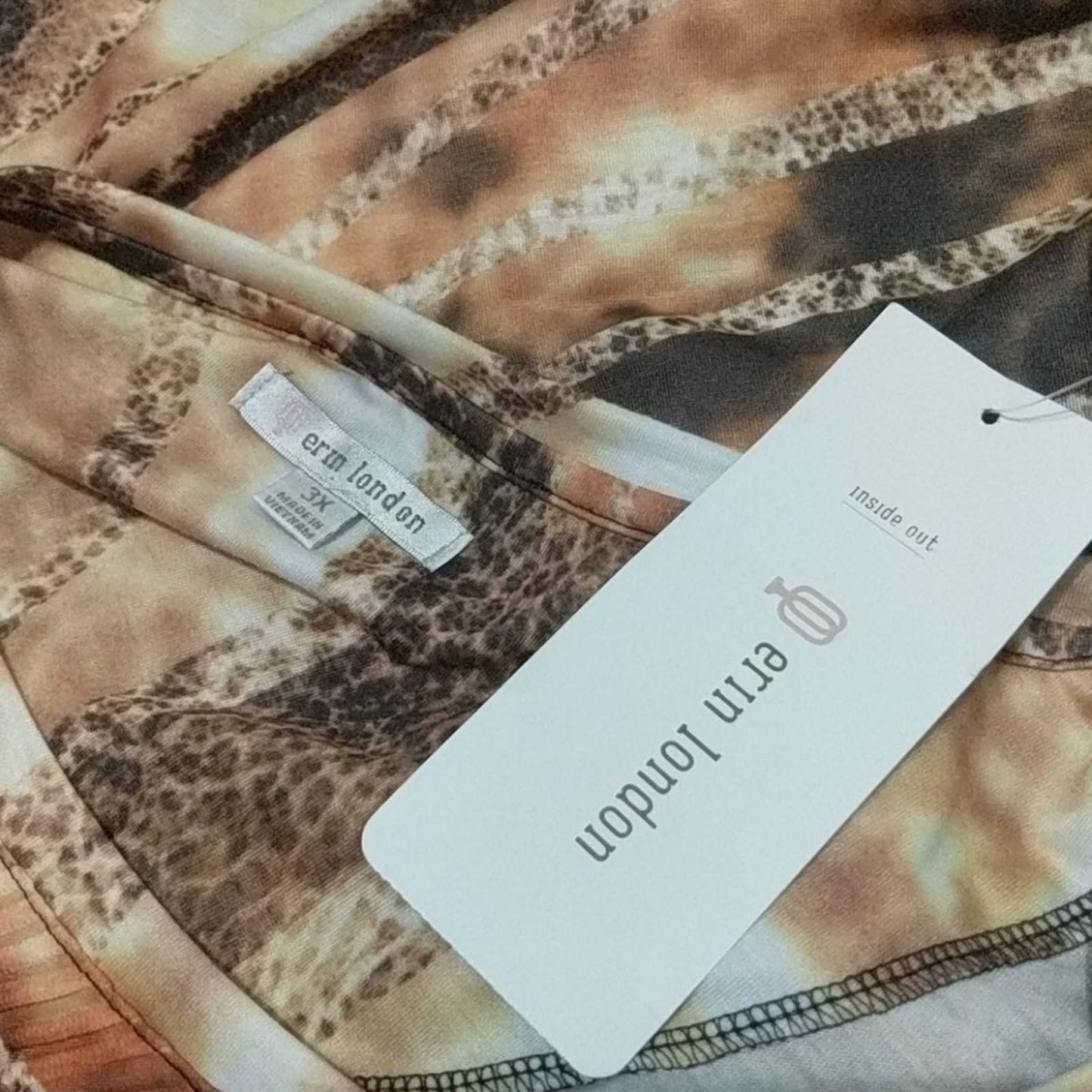 ERIN LONDON NEW Orange Sunburst Textured Top 3X