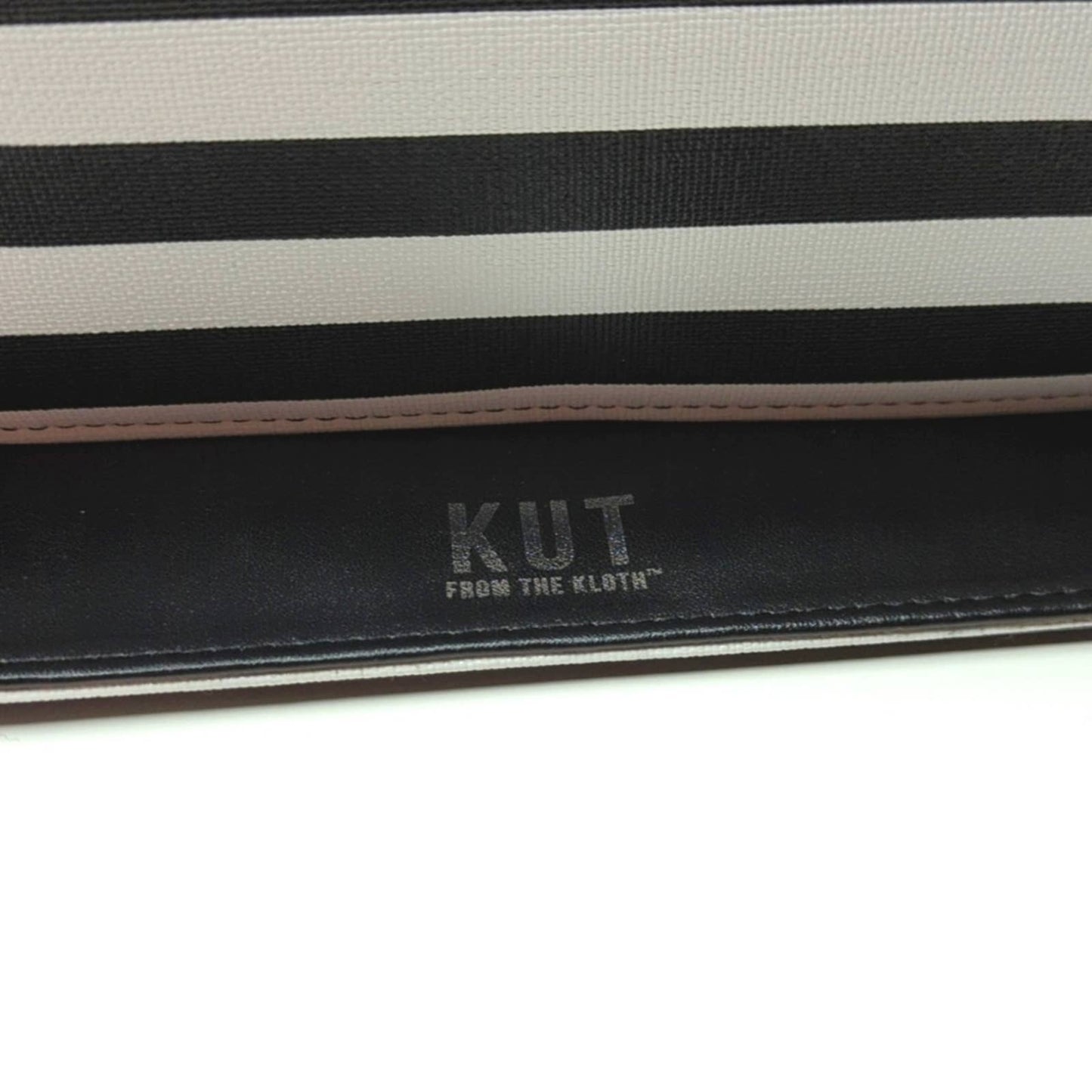 KUT FROM THE KLOTH Black White Striped Slimfold Wallet Vegan Leather NEW