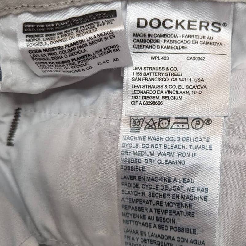 DOCKERS Gray Men's Chino Casual Golf Shorts Size 36