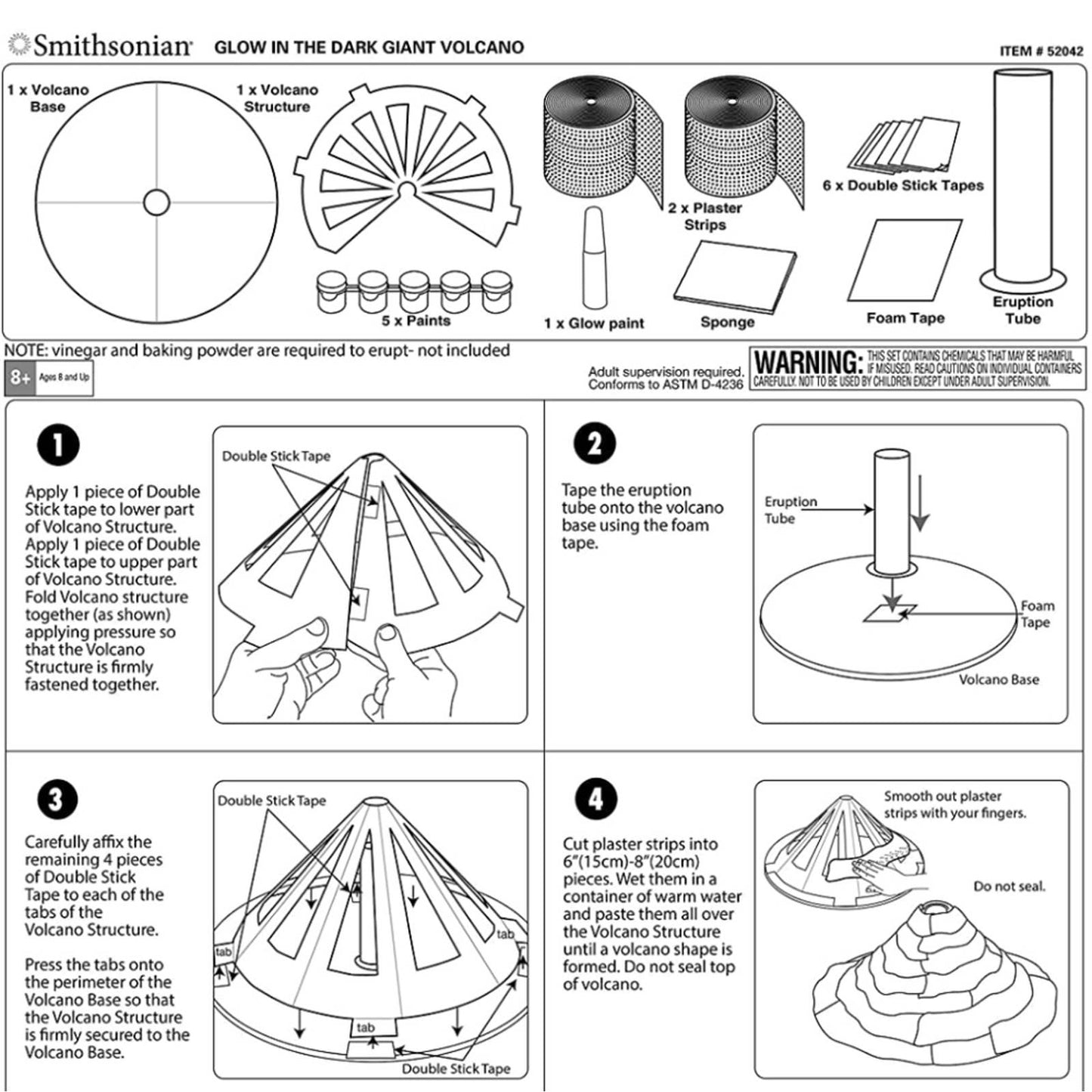 SMITHSONIAN Glow in the Dark Volcano Kit STEM New