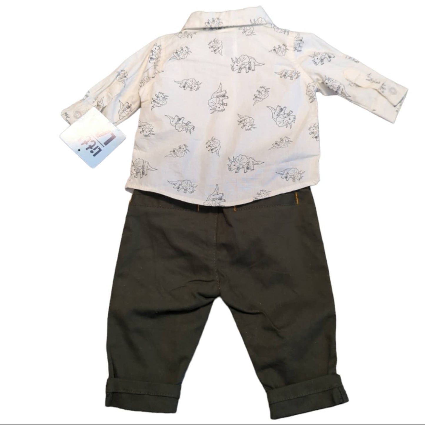 LITTLE LAD 0-3 Month 3 Piece Dressy Outfit Rhinoceros Pinstripe Bowtie NEW