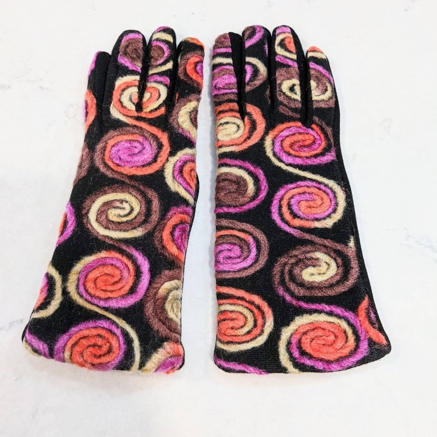 Vibrant Yarn Swirl Tech Gloves Dark Charcoal Gray OSFM