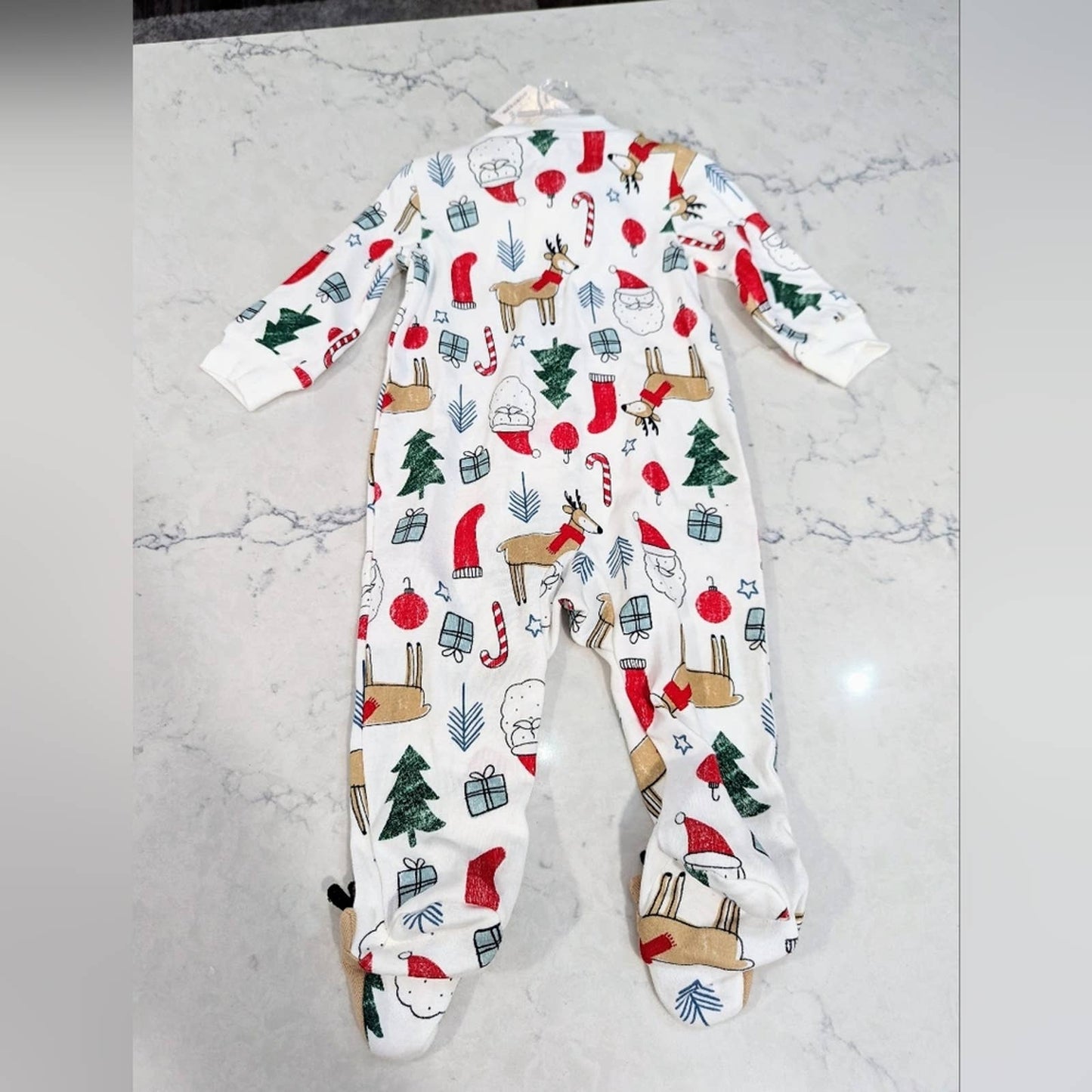 CARTER'S Christmas Footed Pajamas with Reindeer Santa Trees Presents 9 Month