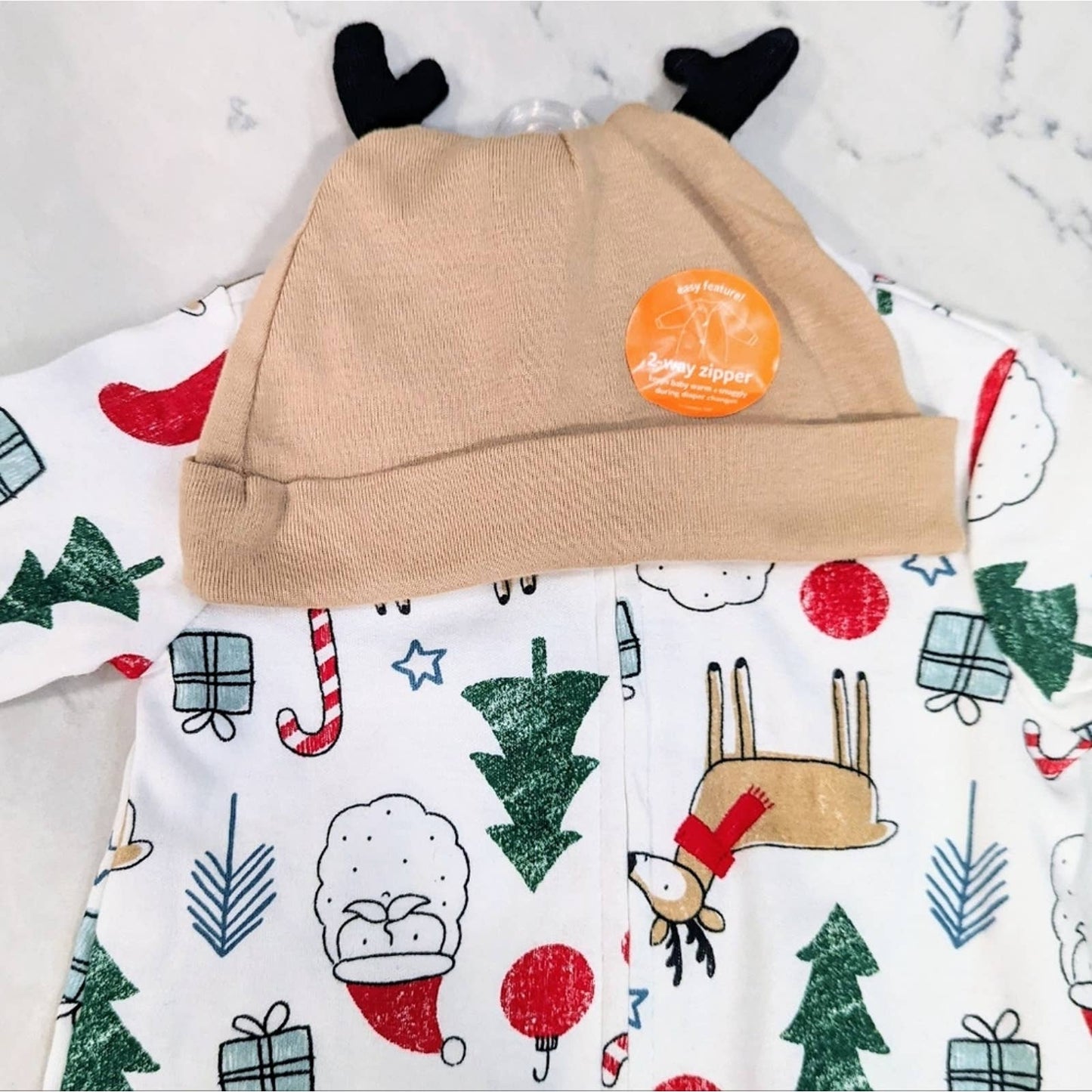 CARTER'S Christmas Footed Pajamas with Reindeer Santa Trees Presents 9 Month