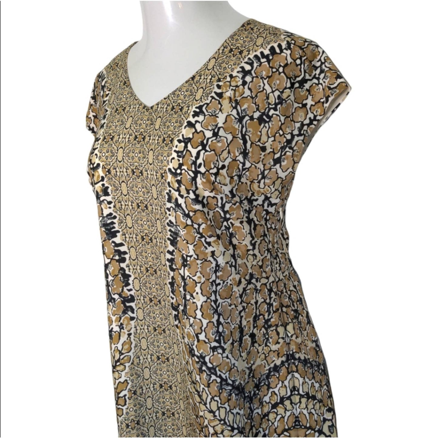 ISAAC MIZRAHI LIVE Tan Black Animal Print Lined Dress 6