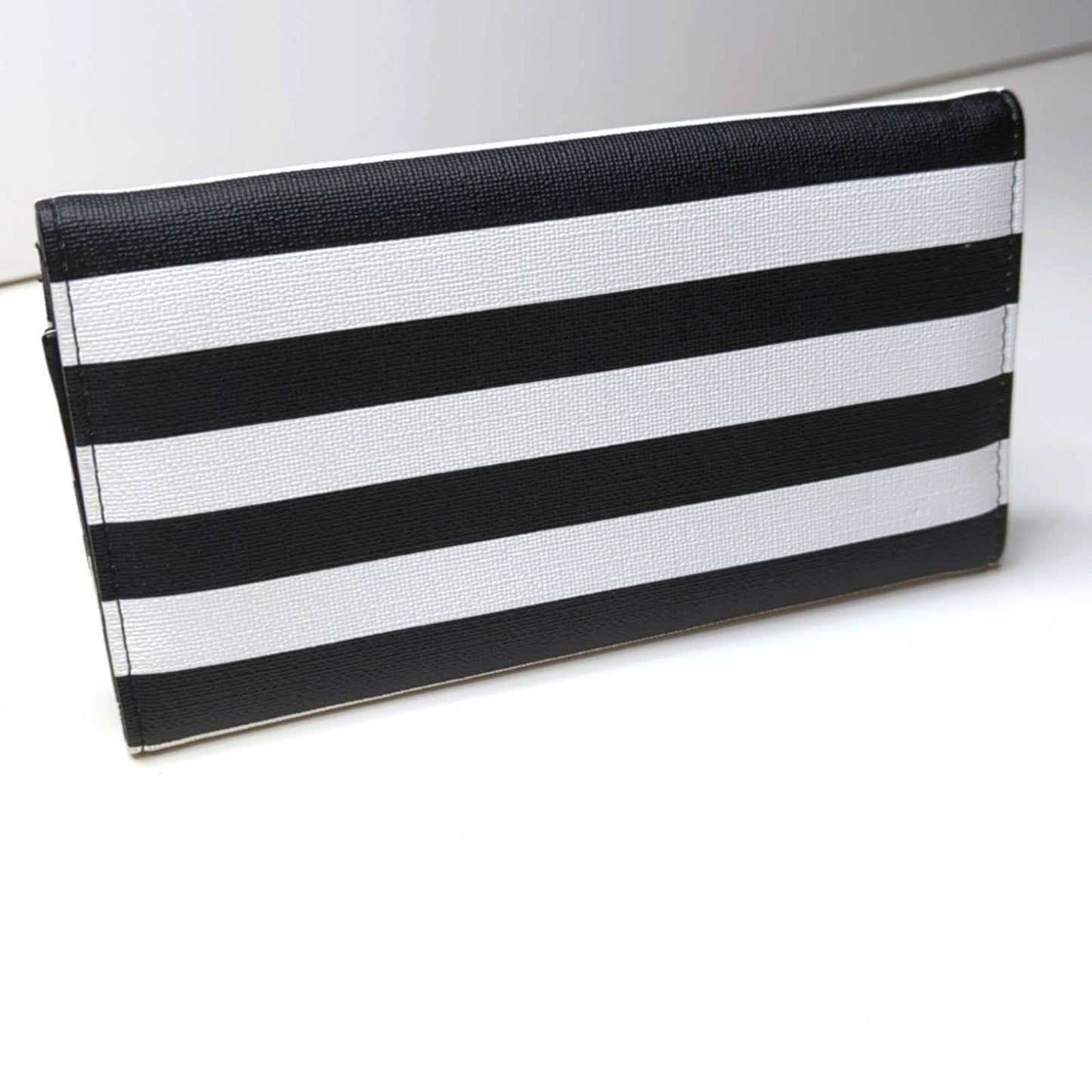KUT FROM THE KLOTH Black White Striped Slimfold Wallet Vegan Leather NEW