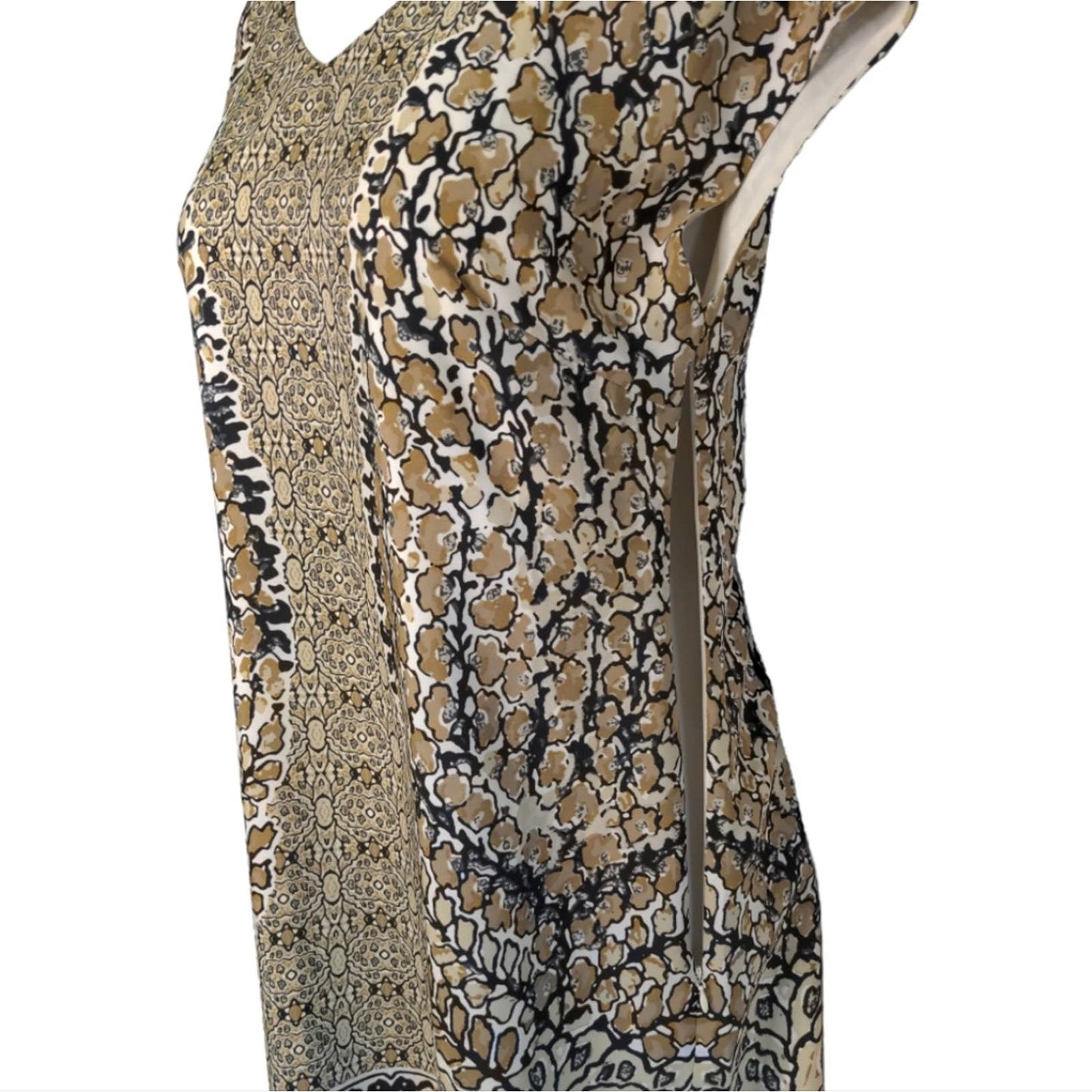 ISAAC MIZRAHI LIVE Tan Black Animal Print Lined Dress 6