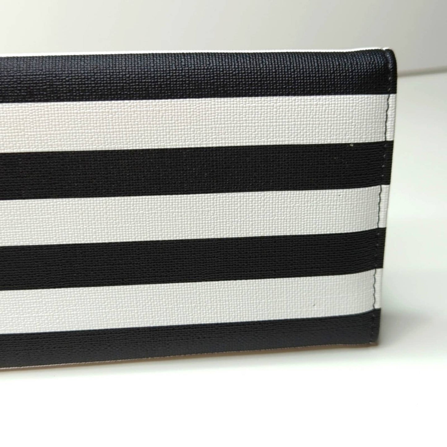 KUT FROM THE KLOTH Black White Striped Slimfold Wallet Vegan Leather NEW