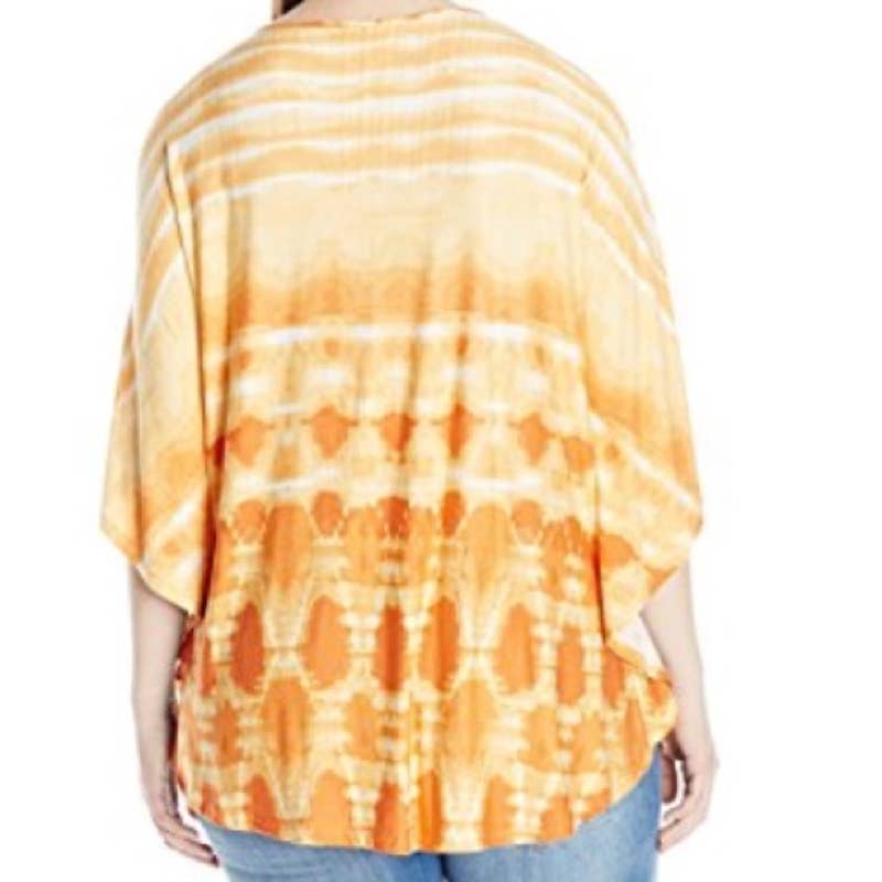 RUBY RD Orange Tie Dye Beaded Knit Dolman Top 1X