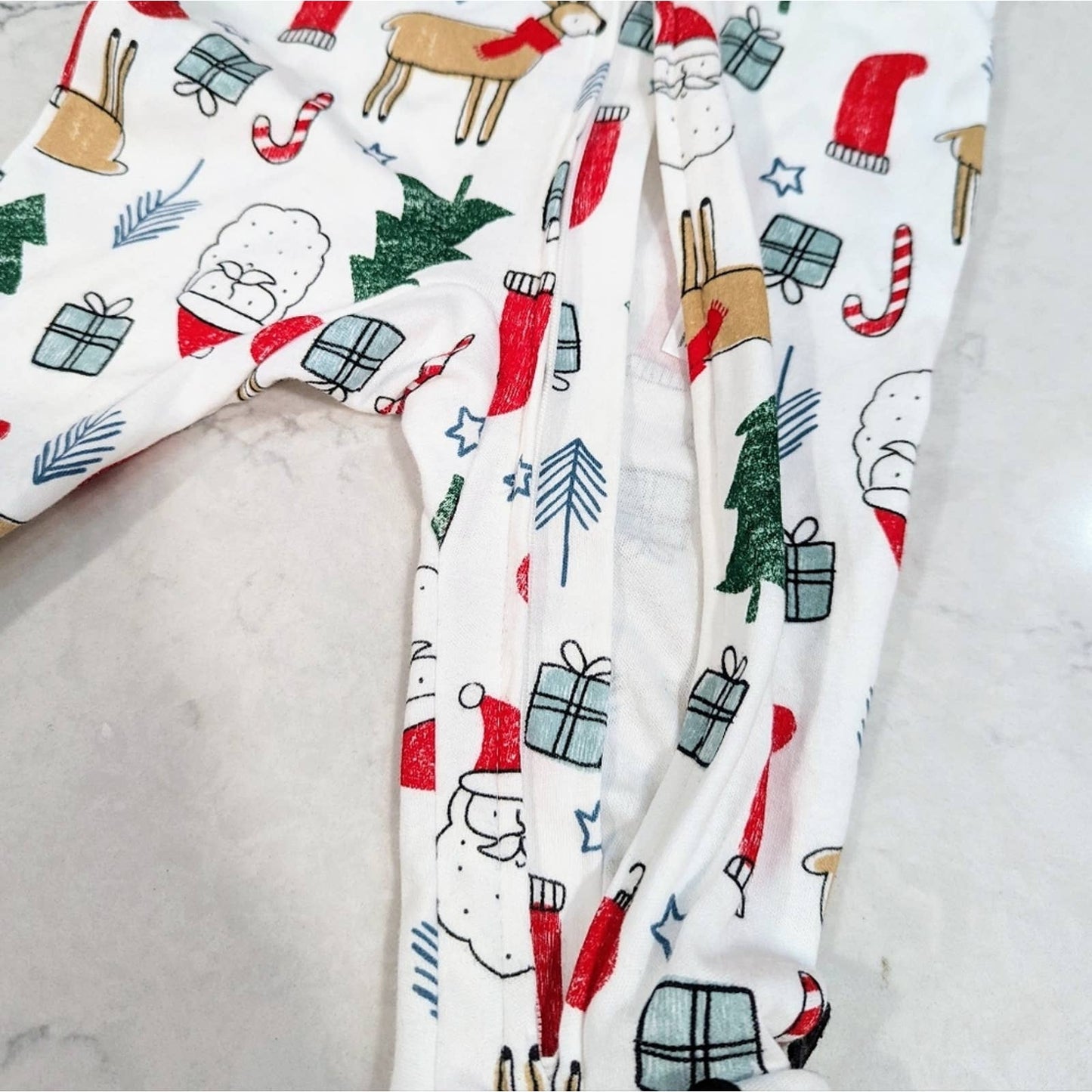 CARTER'S Christmas Footed Pajamas with Reindeer Santa Trees Presents 9 Month