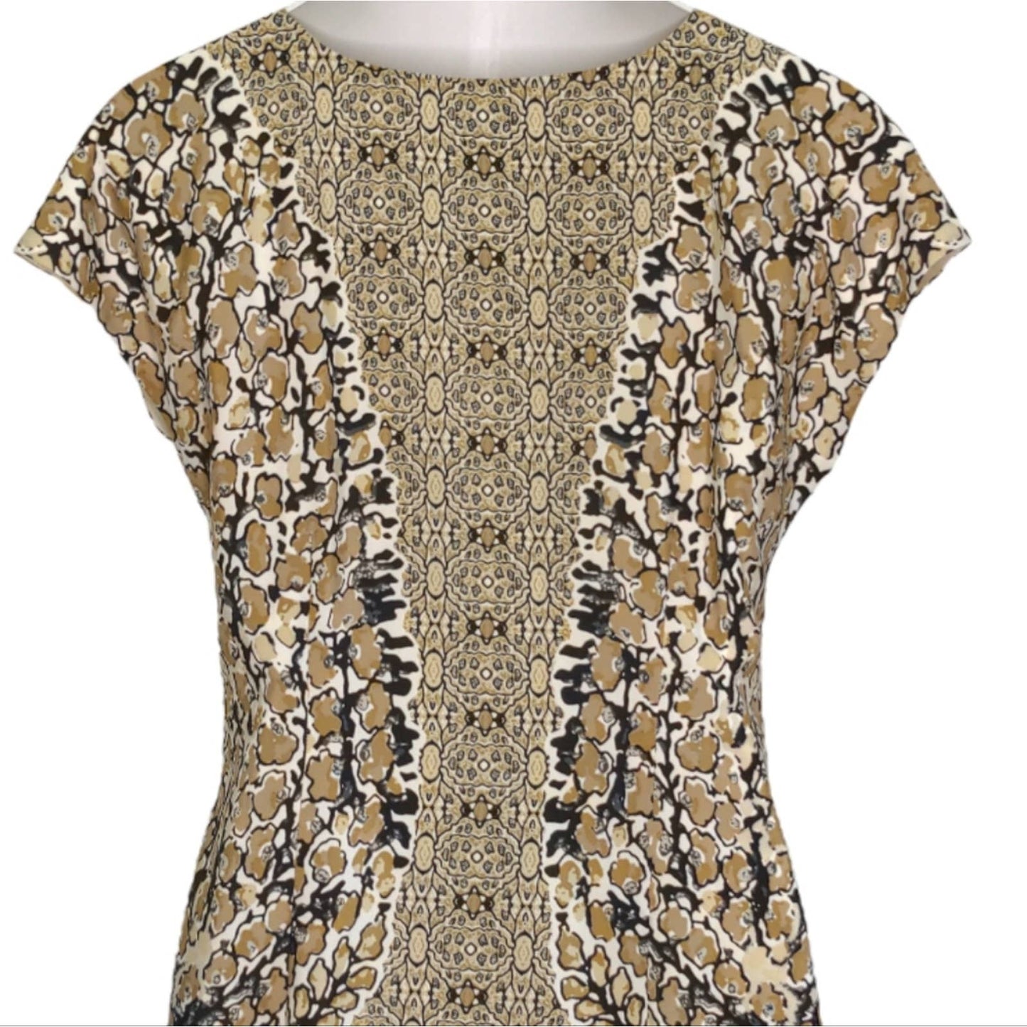ISAAC MIZRAHI LIVE Tan Black Animal Print Lined Dress 6