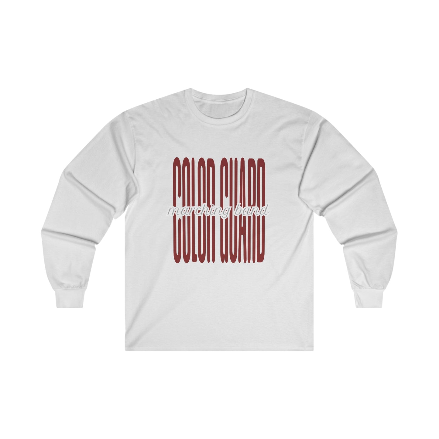 Marching Band Color Guard Unisex Ultra Cotton Long Sleeve Tee White or Ash