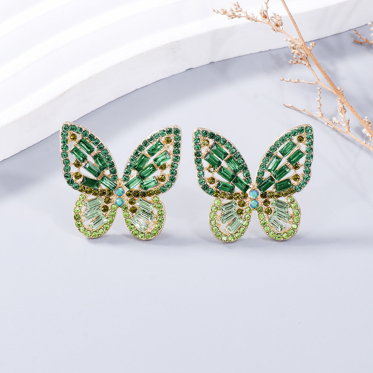 Large Sparkle Rhinestone Butterfly Post Earrings Spring Great GIft!