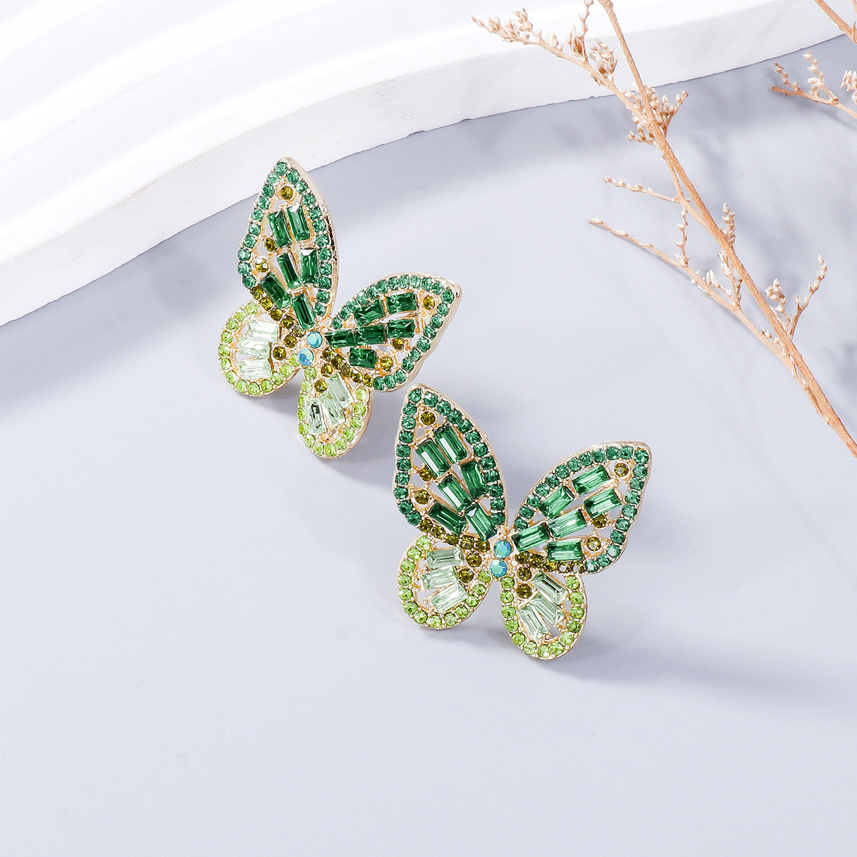 Large Sparkle Rhinestone Butterfly Post Earrings Spring Great GIft!