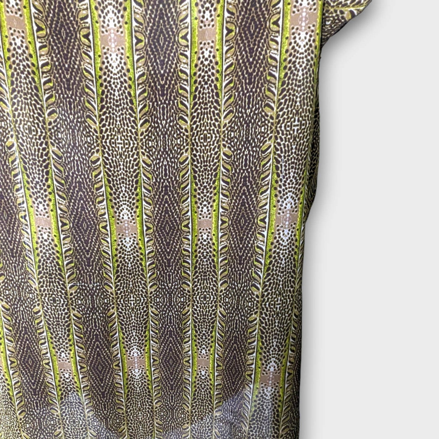 WORTHINGTON Green Animal Print Sheer Tie Career Blouse Large