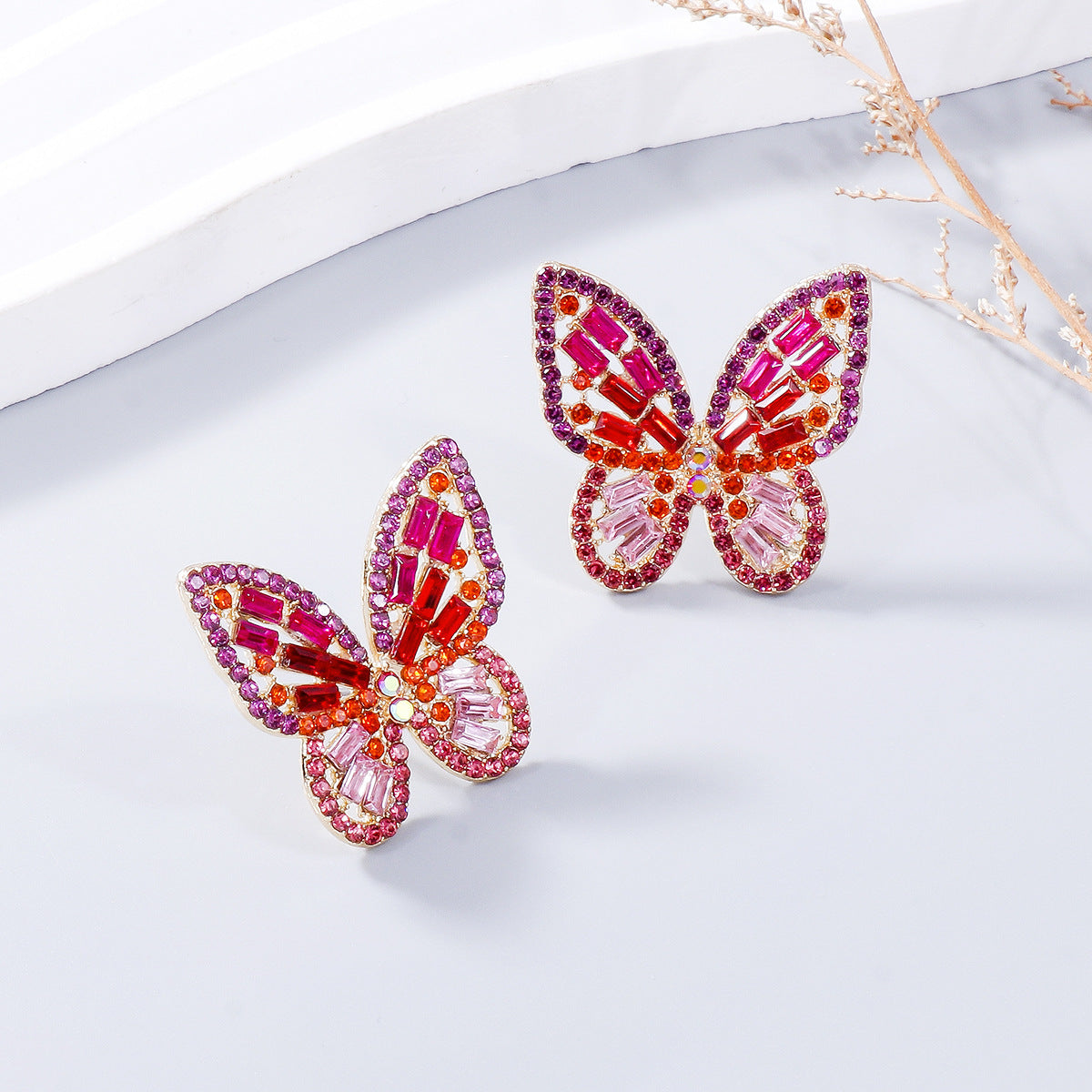 Large Sparkle Rhinestone Butterfly Post Earrings Spring Great GIft!